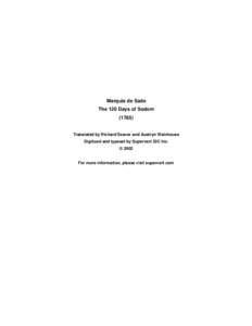 Incest in fiction / The 120 Days of Sodom / Book of Genesis / Marquis de Sade / Sodom and Gomorrah / Sodomy / Sadomasochism / In Search of Lost Time / Human sexuality / Literature / French people