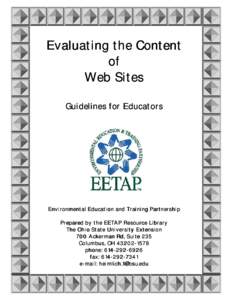 Evaluating the Content of Web Sites Guidelines for Educators  Environmental Education and Training Partnership