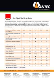 Arc Stud Welding Guns Designed for comfortable operation, KOCO Arc Stud Welding guns are renown for their sturdiness and reliability, producing first –class welding results even under difficult operating conditions. An