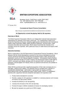 BRITISH EXPORTERS ASSOCIATION Broadway House, Tothill Street, London SW1H 9NQ Tel.: FAX: email:  www.bexa.co.uk 9th October 2015