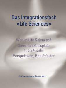 Das Integrationsfach «Life Sciences» Warum Life Sciences? Unterrichtsbeispiele 1. bis 4. Jahr Perspektiven, Berufsfelder