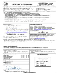 PROPOSED RULE MAKING  CR-102 (June[removed]Implements RCW[removed]Do NOT use for expedited rule making