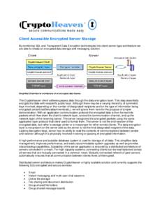 Client Accessible Encrypted Server Storage By combining SSL and Transparent Data Encryption technologies into client-server type architecture we are able to create an encrypted data storage and messaging solution. Simpli