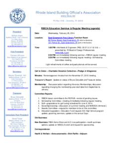 Rhode Island Building Official’s Association www.riboa.net PO Box 1246 – Coventry, RI[removed]___________________________________________________________  RIBOA Education Seminar & Regular Meeting (agenda)