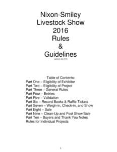 Nixon-Smiley Livestock Show 2016 Rules & Guidelines