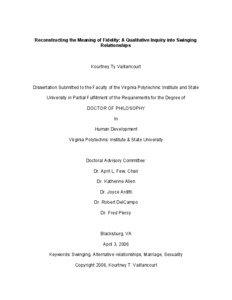 Reconstructing the Meaning of Fidelity: A Qualitative Inquiry into Swinging Relationships