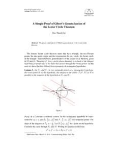 Forum Geometricorum Volume[removed]–125. FORUM GEOM ISSN[removed]A Simple Proof of Gibert’s Generalization of