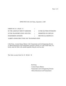 Page 1 of 8  EFFECTIVE 8:00 A.M. Friday, September 2, 2005 ORDER NO[removed]ROAD - 51