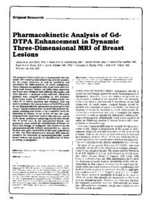 Pharmacokinetic Analysis of Gd-DTPA Enhancement in dynamic three-dimensional MRI of breast lesions