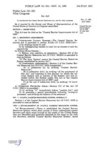 National Information Infrastructure Protection Act / Law / Section 907 / Coastal Barrier Resources Act / United States Fish and Wildlife Service / National Flood Insurance Program