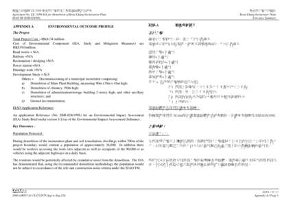 顧問合約編號 CE 15/99 葵涌焚化爐拆卸工程環境影響評估研究 Agreement No. CE[removed]EIA for Demolition of Kwai Chung Incineration Plant EIAO SB (ESB[removed]APPENDIX A