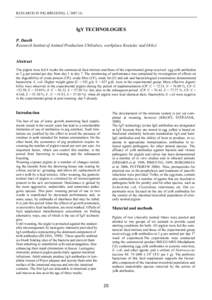 RESEARCH IN PIG BREEDING, 1, IgY TECHNOLOGIES P. Daněk Research Institut of Animal Production Uhříněves, workplace Kostelec nad Orlicí