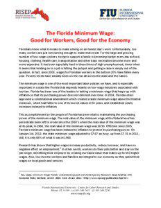 Center for Labor Research and Studies  The Florida Minimum Wage: