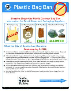 Plastic Bag Ban Seattle’s Single-Use Plastic Carryout Bag Ban Information for Retail Stores and Packaging Suppliers Plastic Shopping Bags