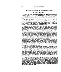 LIEUTENANT THOMAS JEFFERSON RAIMY This is the story of the brief but full life of Lieutenant Thomas Jefferson Rainey, a pilot in the 359th Fighter Squadron of the First Army Air Force, one of those who died that all mank