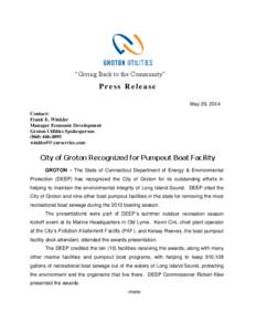 “Giving Back to the Community”  Press Release May 29, 2014 Contact: Frank E. Winkler