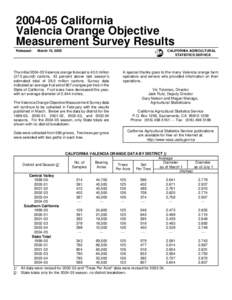 [removed]California Valencia Orange Objective Measurement Survey Results Released:  March 10, 2005