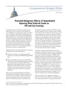 Potential Budgetary Effects of Immediately Opening Most Federal Lands to Oil and Gas Leasing