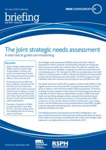 the voice of NHS leadership  briefing July 2011 Issue 221  The joint strategic needs assessment