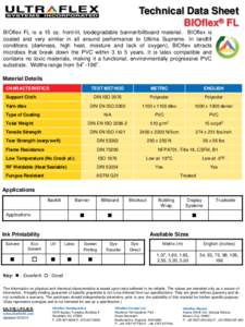 Technical Data Sheet BIOflex® FL BIOflex FL is a 15 oz. front-lit, biodegradable banner/billboard material. BIOflex is coated and very similar in all around performance to Ultima Supreme. In landfill conditions (darknes