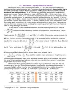 Summary statistics / Statistical theory / Normal distribution / Variance / Effect size / Weighted mean / Statistic / Multivariate normal distribution / Statistics / Data analysis / Hypothesis testing