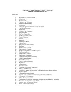 THE INDIAN MARITIME UNIVERSITY BILL, 2007 ARRANGEMENT OF CLAUSES CLAUSES[removed].
