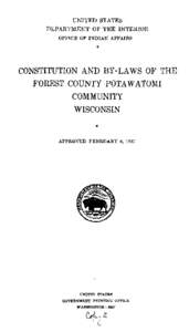 Constitution and Bylaws of the Forest County Potawatomi Community