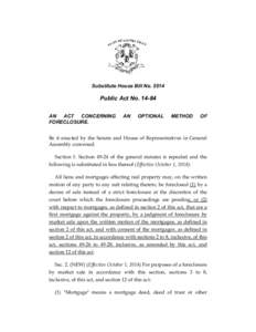 Substitute House Bill No[removed]Public Act No[removed]AN ACT CONCERNING FORECLOSURE.