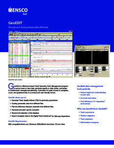 GeoEDIT Manage your track geometry data effectively GeoEdit main screen  G