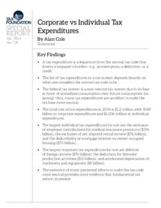 Corporate vs Individual Tax SPECIAL Expenditures REPORT Apr[removed]No. 218