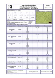 Werkstoffdatenblatt  WD 001 Hitzebeständiger Stahlguss GX40CrNiSi25-12 (Nr)