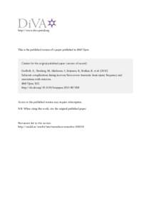 http://www.diva-portal.org  This is the published version of a paper published in BMJ Open. Citation for the original published paper (version of record): Godbolt, A., Stenberg, M., Jakobsson, J., Sorjonen, K., Krakau, K