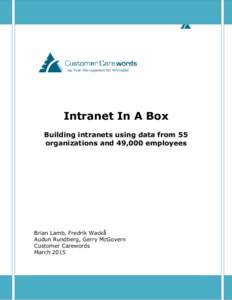 Customer Carewords – Top Task Management for Websites  Intranet In A Box Building intranets using data from 55 organizations and 49,000 employees