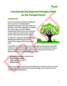 Low Emission Development Strategies (LEDS) for the Transport Sector