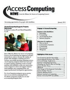 NEWS  from the Alliance for Access to Computing Careers Increasing opportunities for people with disabilities