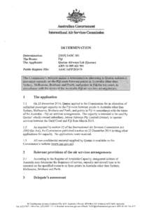 Australian Government  International Air Services Commission DETERMINATION Determination: