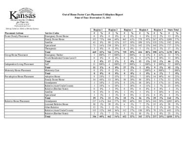 Out of Home Foster Care Placement Utilization Report
