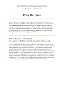 TH E 44TH SY MPOSIU M OF T HE AUST RALIAN ACAD EMY OF T HE HUMANIT I ES  Environmental Humanities: The Question of Nature · 14–15 November 2013 speaker details and abstracts  Peter Harrison