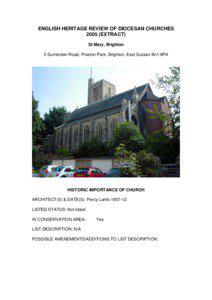 HISTORIC REVIEW OF ROMAN CATHOLIC CHURCHES IN THE DIOCESE OF ARUNDEL AND BRIGHTON