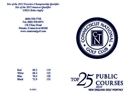 Site of the 2013 Travelers Championship Qualifier Site of the 2012 Amateur Qualifier USGA Rules Apply[removed]Fax[removed]136 Chase Road