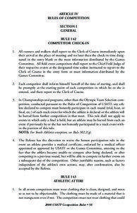 ARTICLE IV RULES OF COMPETITION SECTION I