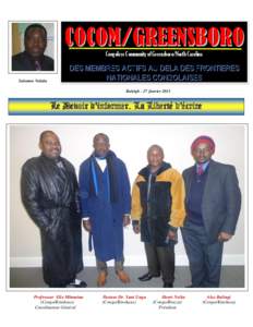 COCOM/GREENSBORO Congolese Community of Greensboro/North Carolina Salomon Valaka  DES MEMBRES ACTIFS AU DELA DES FRONTIERES