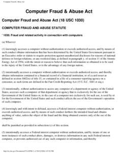 Computer Fraud & Abuse Act