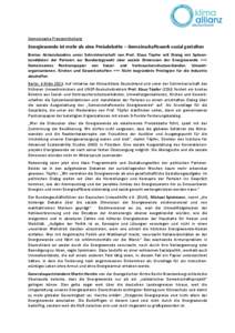 Gemeinsame Pressemitteilung  Energiewende ist mehr als eine Preisdebatte – Gemeinschaftswerk sozial gestalten Breites Aktionsbündnis unter Schirmherrschaft von Prof. Klaus Töpfer will Dialog mit Spitzenkandidaten der