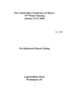The United States Conference of Mayors 72nd Winter Meeting January 21-23, 2004 Rev[removed]
