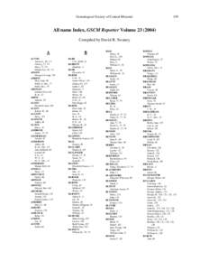 Genealogical Society of Central Missouri  159 All name Index, GSCM Reporter Volume[removed]Compiled by David R. Swaney