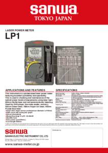 LASER POWER METER  LP1 APPLICATIONS AND FEATURES