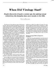 Features  When Did Virology Start?