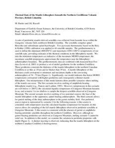 Thermal State of the Mantle Lithosphere beneath the Northern Cordilleran Volcanic Province, British Columbia M. Harder and J.K. Russell