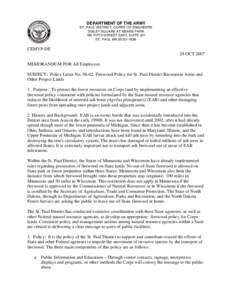 Policy Letter No[removed], Firewood Policy for St. Paul District Recreation Areas and Other Project Lands